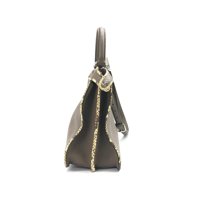 Fendi Peekaboo ISeeU Sellier Small Grey Leather with Python Skin Trimming