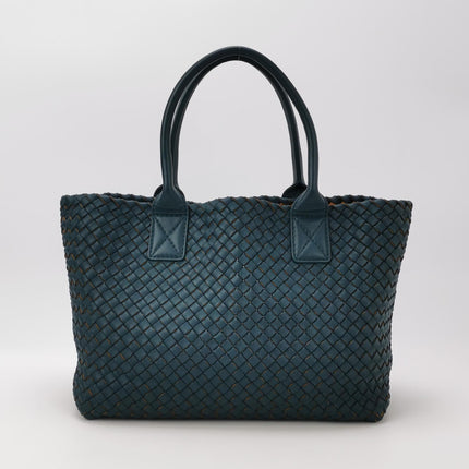 Bottega Veneta Cabat Tote Small/Medium Intreccio Blue Green Leather and Suede Lining 32cm