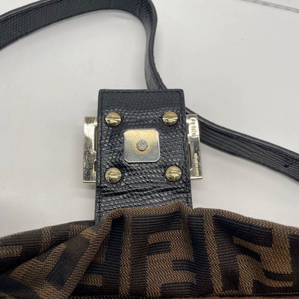 Sold Fendi Baguette Classic Zucca Print Fendi Monogram Glossy Embroidery Lizzard Skin Strap