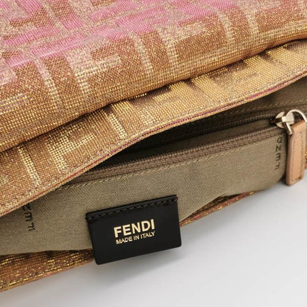 Sold Fendi Iridescent Pink Zucca Print with Crystal Buckle Shoulder Bag