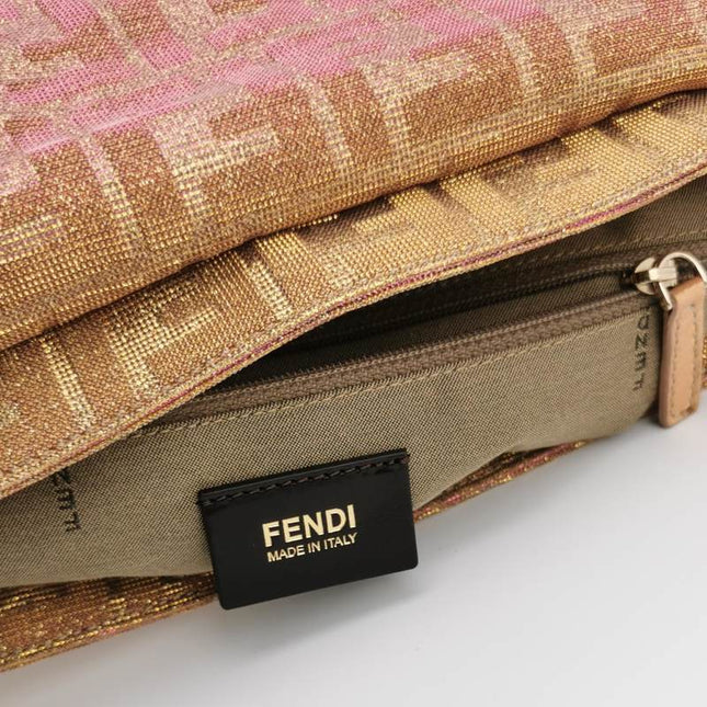 Sold Fendi Iridescent Pink Zucca Print with Crystal Buckle Shoulder Bag
