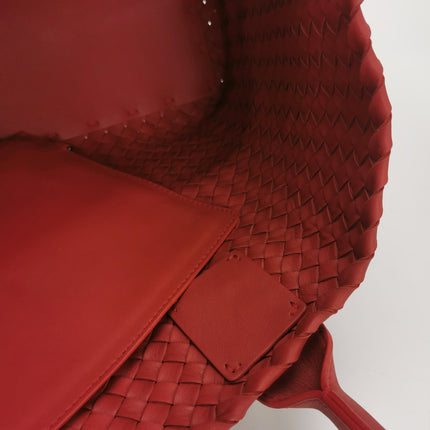 Bottega Veneta Cabat Large Intreccio Leather Tote Bag Red 40cm