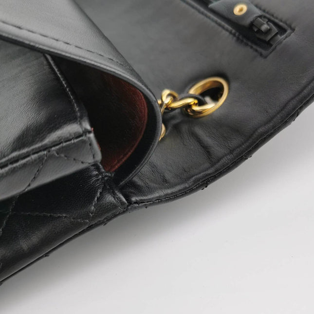 Sold Chanel Classic Flap Vintage Black Lambskin Leather with 24k Gold Hardware