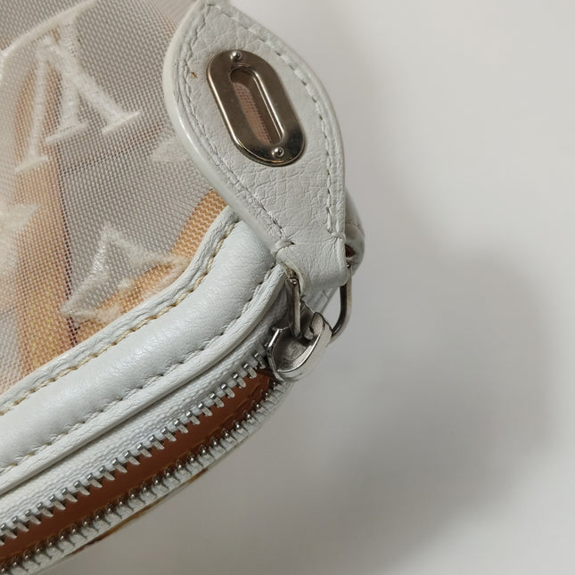 Louis Vuitton Lockit White Mesh Monogram and Leather Handbag