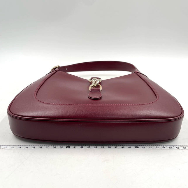 Gucci Jackie 1961 Small Ancora Red Burgundy Leather Shoulder Bag Clasp S24