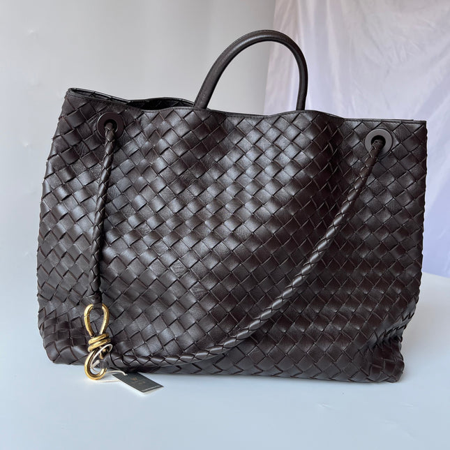 Bottega Veneta Andiamo Large Dark Chocolate Brown Handbag-Luxbags