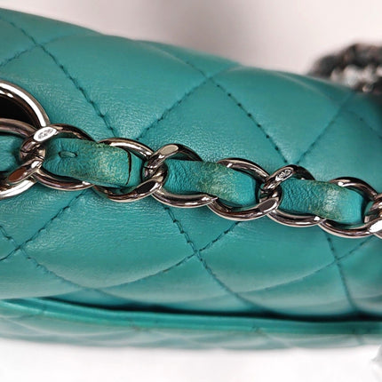 Chanel Classic Flap Mini Turquoise Blue Lambskin Leather Gold Hardware 2014
