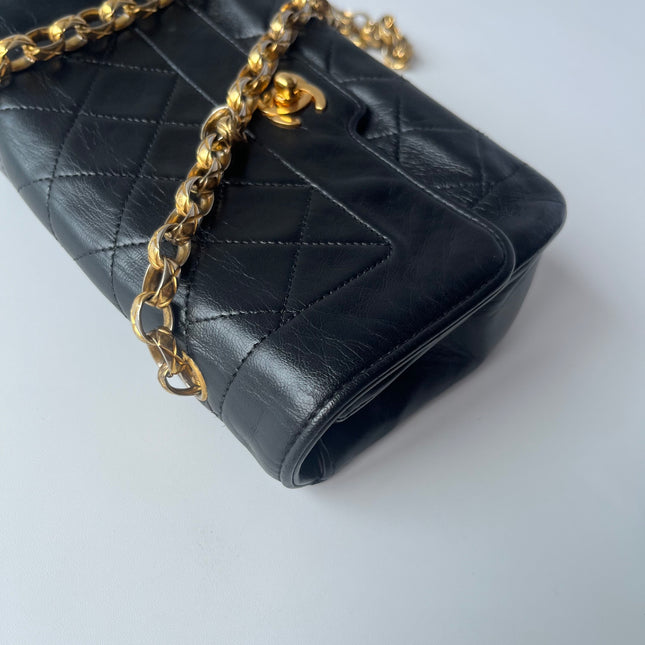 Chanel Diana Flap Bag Mini Black Leather Bijou Chain