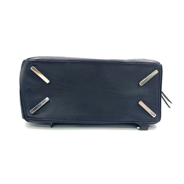 Loewe Puzzle Small Black Smooth Leather White Logo With Metal Feet