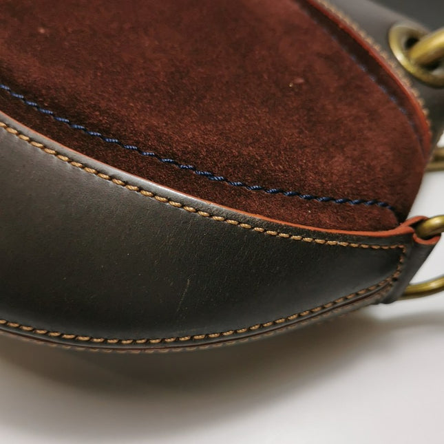 Loewe Shoulder Bag Suede and Leather Dark Brown