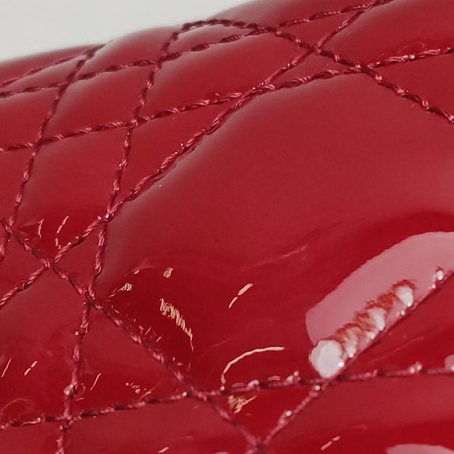 Lady Dior Mini Handbag 2017 Red Patent Leather Gold-tone Chain Strap