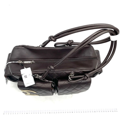 Chanel Cambon Large Dark Brown Calfskin Leather Double Strap Handbag