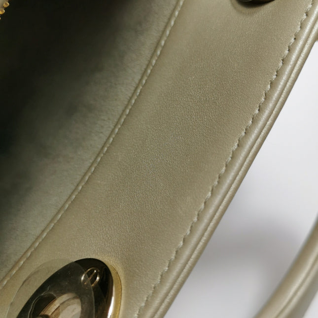 Lady Dior Mini Gold Calfskin Leather with Crystals Gold Hardware 2020