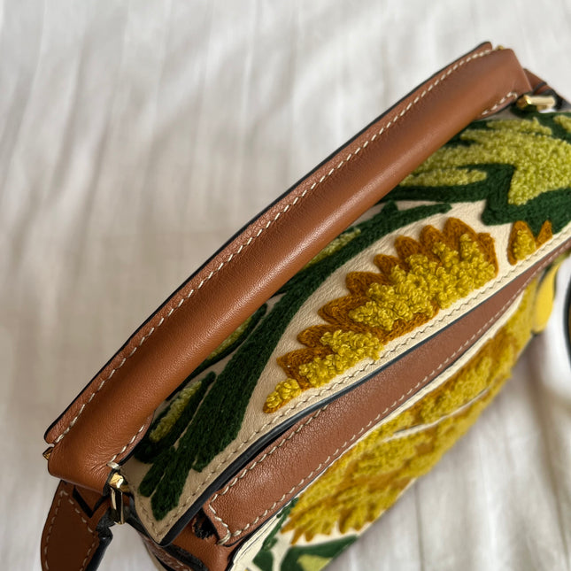 Loewe x William De Morgan Puzzle Mini Embroidered Brown Yellow Multicolor