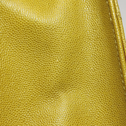 Chanel Vintage Kelly Flap Bag Yellow Caviar Leather 24k Gold Hardware 1997-1999