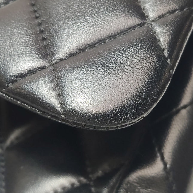 Chanel Classic Flap Jumbo Black Lambskin Leather Single Flap with Silver Hardware 2009-2010