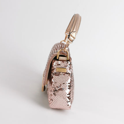 Fendi Baguette Mini Pink Glitter Sequins Valentine's Special Crossbody Bag