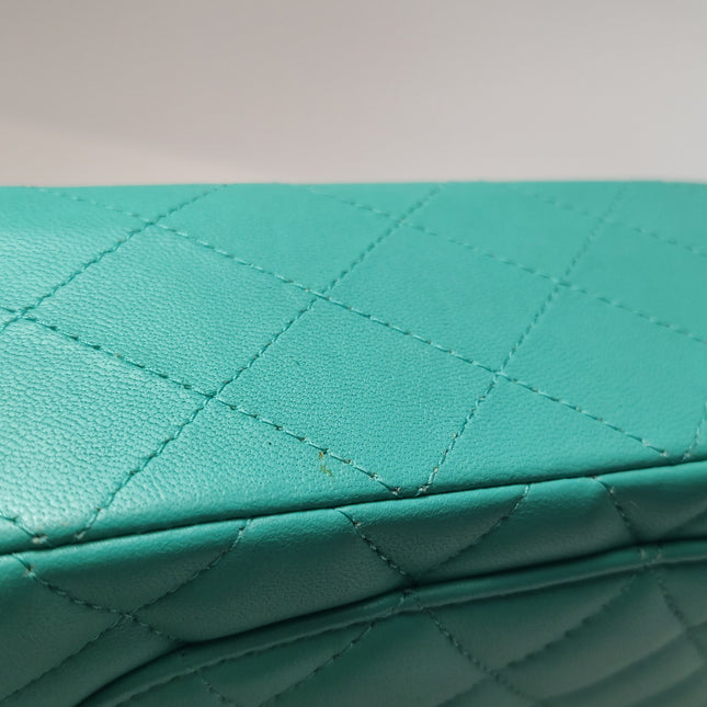 Chanel Classic Flap Mini 2018 Turquoise Blue Green Lambskin Leather Gold Hardware