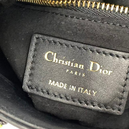 Lady Dior Mini Black Calfskin Leather with Multicolor Crystals Gold Hardware