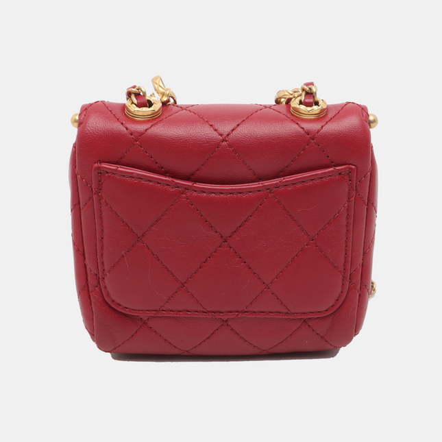 Chanel Kiss Lock Clasp Bag Super Mini Red Lambskin Leather Gold-tone Hardware, 2020