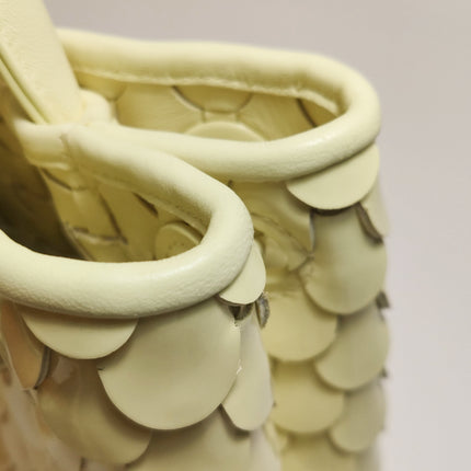 Bottega Veneta Andiamo Small Butter Yellow Fish Scale Patent Leather Handbag