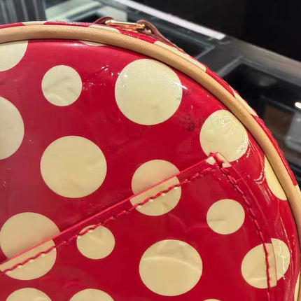 Louis Vuitton x Kusama Papillon 28 Red Polka Dots Patent Leather Handbag