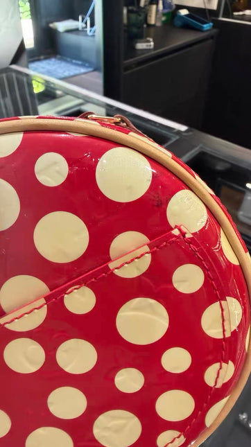 Louis Vuitton x Kusama Papillon 28 Red Polka Dots Patent Leather Handbag