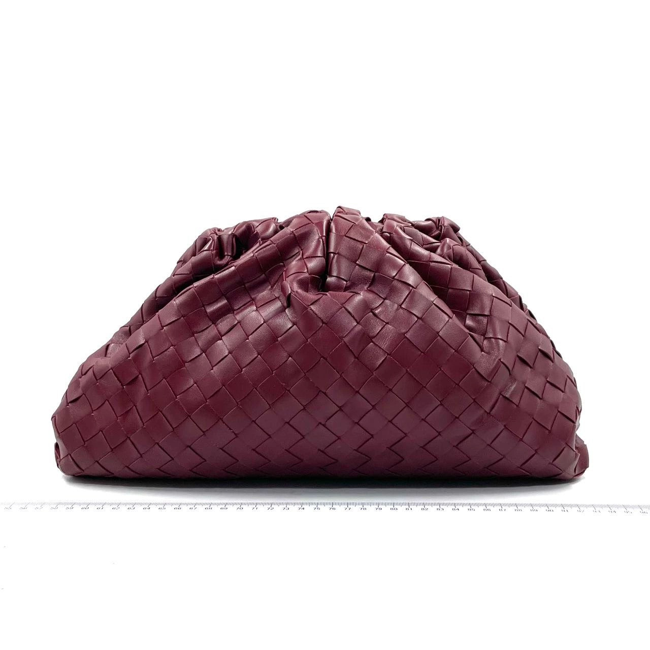 Bottega Veneta Pouch Large Intrecciato Leather Clutch Burgundy