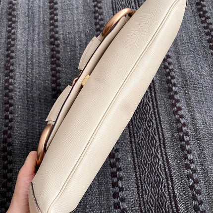 Gucci Horsebit 1955 Large White Leather Shoulder Bag