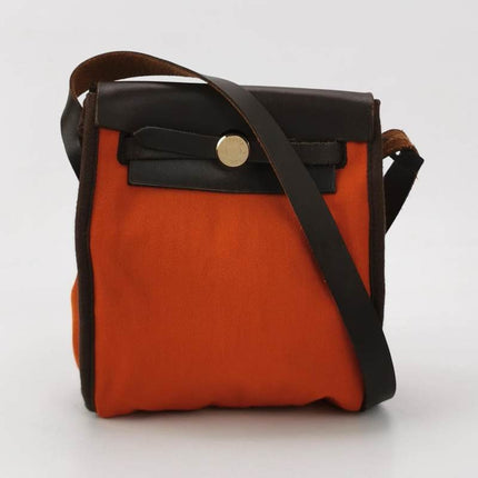 Hermes Herbag Mini Red and Orange Canvas Silver-tone Hardware Crossbody Bag