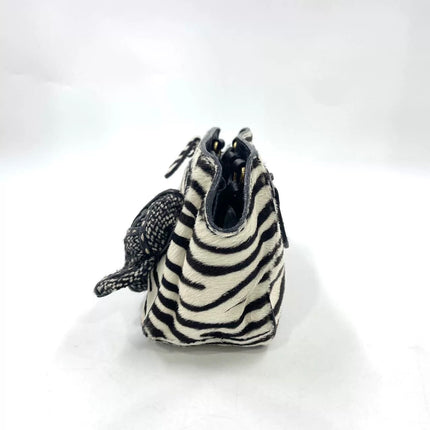Prada Zebra Print Ponyhair Calfskin Leather Handbag