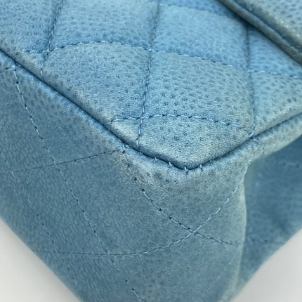 Chanel Timeless Classic Flap Medium Light Blue Caviar Leather Silver Hardware