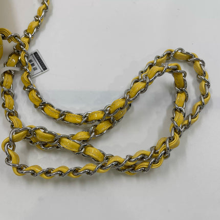 Chanel Classic Flap Mini Square Yellow Patent Lambskin Crossbody Bag 2014