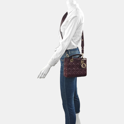 Lady Dior Small My Abcdior Purple Lambskin Cannage Leather Gold Hardware