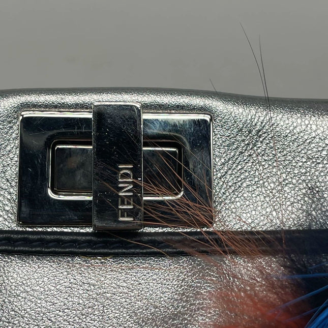Fendi Peekaboo Mini Fox Fur Blue Limited Edition 2014