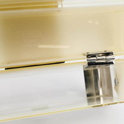 Sold Fendi Baguette Mini Box Yellow/Clear Acrylic Plexiglass and Leather Crossbody Bag