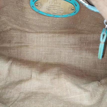 Sold Fendi Mamma Baguette Raffia Straw with Blue Leather