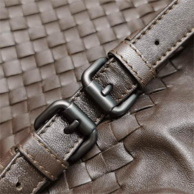 Bottega Veneta Drawstring Dark Chocolate Brown Intrecciato Leather Large Crossbody Bag