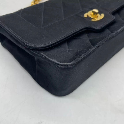 Chanel Diana Flap Bag Mini Black Silk Satin Bijou Chain