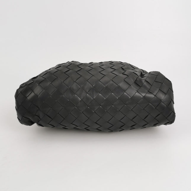 Bottega Veneta Pouch Large Intrecciato Black Calfskin Leather Clutch
