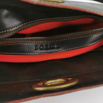 Loewe Shoulder Bag Suede and Leather Dark Brown