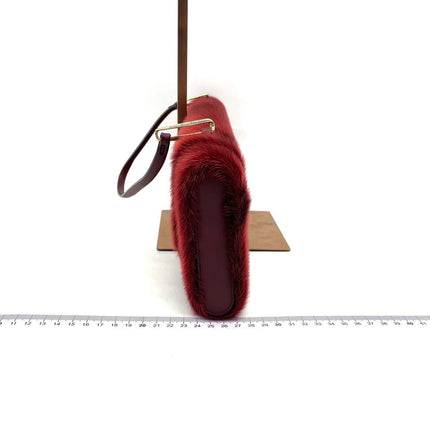 Loewe East West Burgundy Leather Fur Handbag Vintage