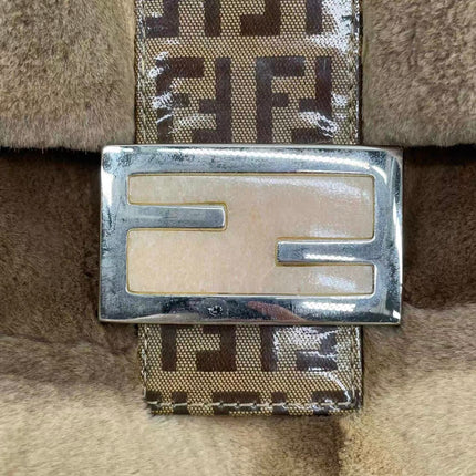 Fendi Mamma Baguette Brown Beige Soft Fur Shoulder Bag