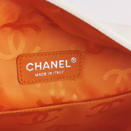 Chanel Cambon Multi-pocket Ligne Reporter Bag Large White Calfskin Leather