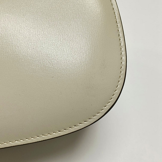 Gucci Bamboo 1947 Top Handle Bag Small White Box Leather Canvas Strap