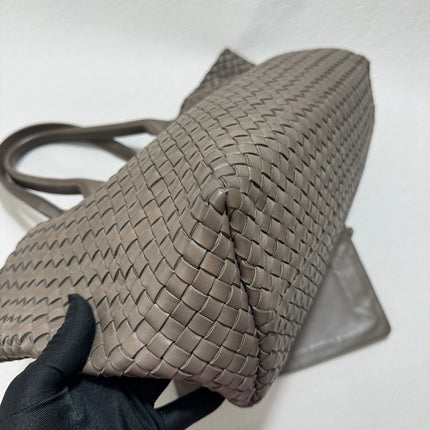 Sold Bottega Veneta Cabat Large Intreccio Leather Tote Bag Grey 40-43cm