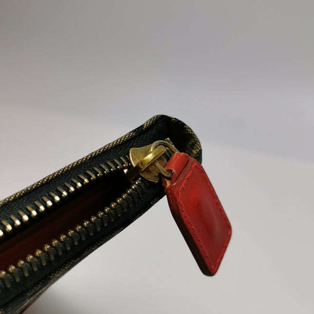 Fendi Clutch Denim Leopard Print with Red Leather Handles