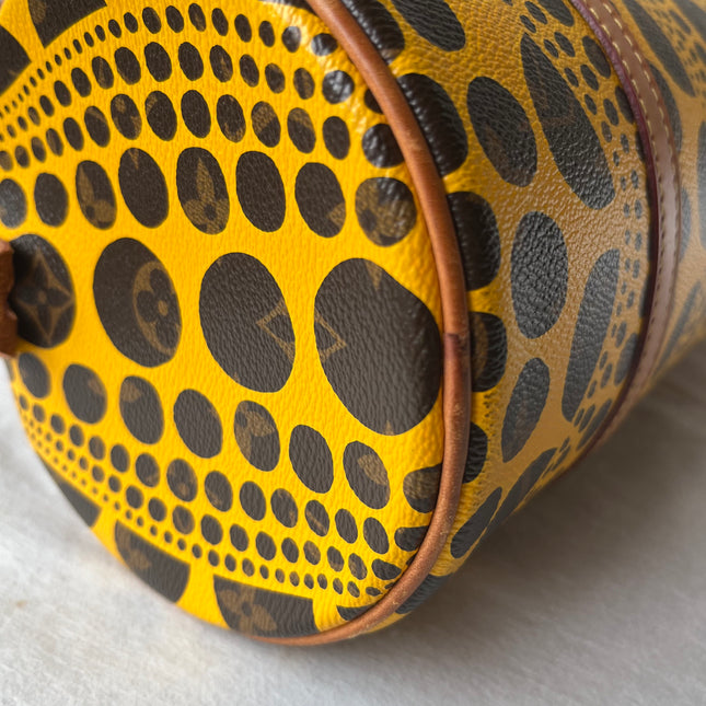 Louis Vuitton x Kusama Papillon 28 Yellow Polka Dots Handbag