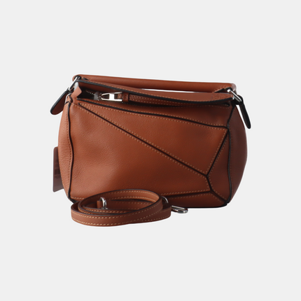 Loewe Puzzle Mini Caramel Tan Calfskin Leather Crossbody Bag