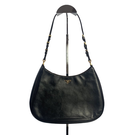 Prada Cleo Vintage Black Leather Gold Hardware-Luxbags
